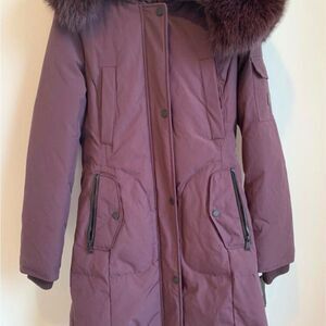 NWT 1 MADISON Down Parka Winter Coat with Fox Fur Trim Hood XS